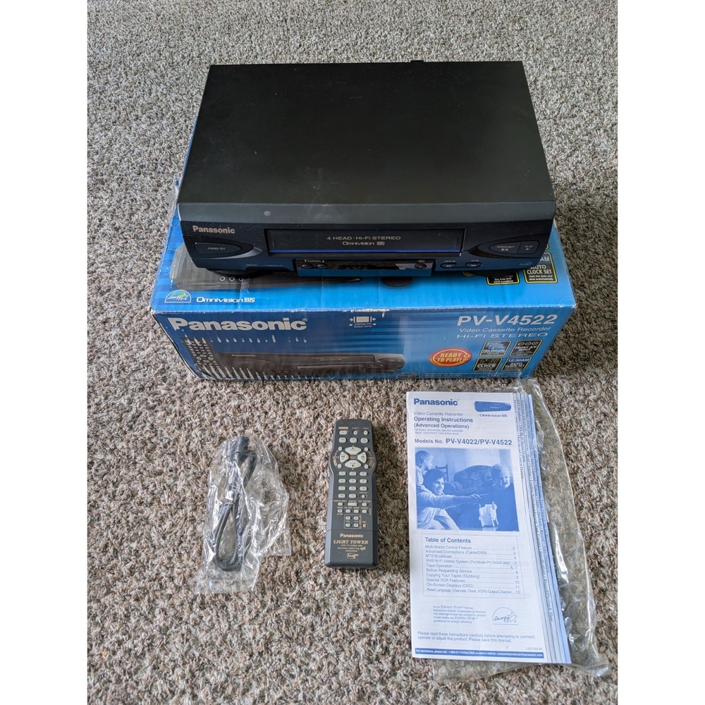 Panasonic PV-V4522 Blue Line Omnivision VHS VCR Player Remote Manual Tested Work